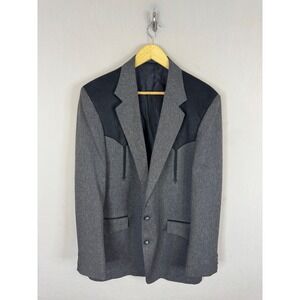 Circle S Mens Western Blazer Grey Black Yoke Sport Coat 42L Made in USA